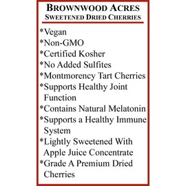 Dried Tart Cherries Sweetened with Apple Juice Concentrate by Brownwood Acres - FruitFast | All Natural with a hint of Apple