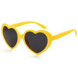 Onrtry Fashion Oversized Heart Shaped Polarized Sunglasses for Women Lovely Retro Eyewear Shades with UV400(Yellow/Grey)