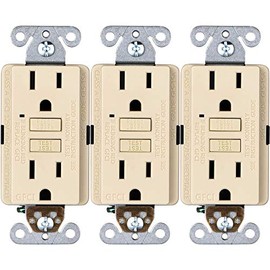 Faith 15A GFCI Outlets, Non-Tamper-Resistant GFI Duplex Receptacles with LED Indicator, Self-Test Ground Fault Circuit Interrupter, ETL Listed, Ivory, 3-Pack
