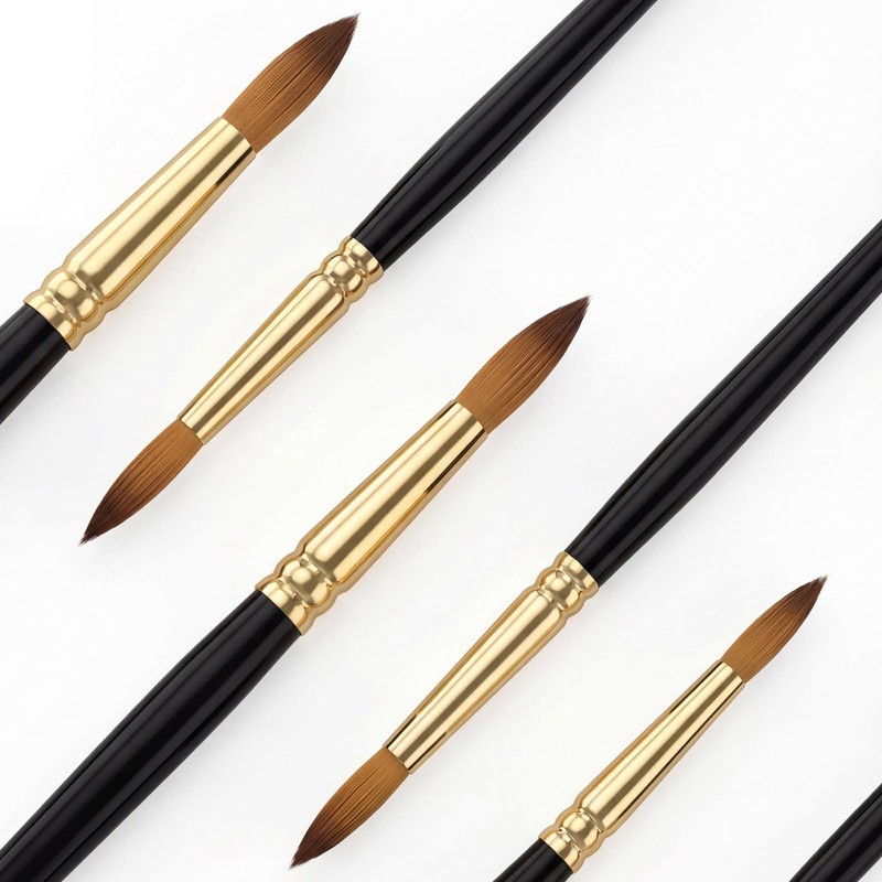 SULIKJHUI 12 Pcs Round Watercolor Brushes, Artist Watercolor Paint Brushes