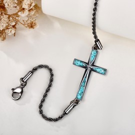 ONEFINITY Cross Bracelet 925 Sterling Silver Turquoise Origami Cross Bracelet jewellery Gifts for Women Girls