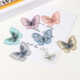 SYSUII Pack of 10 Iron-On Patches, Butterfly Appliques for Sewing, Fabrics for Sewing, Patches, Appliques, Sewing Patches for Repairing and Decorating Clothes, White