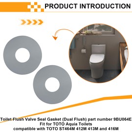 9BU102E toilet Flush Valve Seal Gasket fits for TOTO Aquia Toilet,for toto 9bu064e gasket,fits for Toto ST464M,412M, 413M, and 416M toilet （2 pcs)