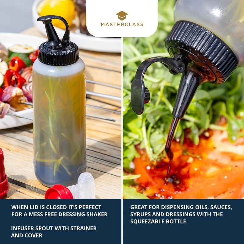 MasterClass Barbecue Bottle Set with 3 Interchangeable Heads, 350ml Marinating