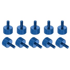 sourcing map M3x8mm Knurled Thumb Screw, 10 Pcs Aluminum Alloy Flat Knurled Head Thumb Screws Bolts Grip Knobs Fasteners for PC Computer Case, Blue