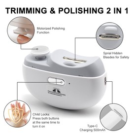Horuili Electric Nail Clippers, Nail Clippers, Nail Polisher, LED for Trimming and Polishing Nails with File Function and Light, Multifunctional Nail Grinder