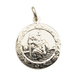 CJoL - Solid 925 Sterling Silver 20mm Round St Christopher Medal Pendant In Gift Box