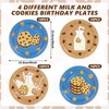 Whaline 40Pcs Milk and Cookie Birthday Plate Chocolate Chip Cookie