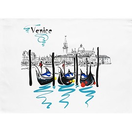 Half a Donkey The Gondolas of Venice - Large Cotton Tea Towel