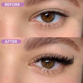 80D Wispy Lash Clusters Natural Lash Extensions Kit 224 PCS Individual Lashes Clusters Kit 14 Pairs D Curl Left & Right Eyelash Cluster Kit with Glue Tweezers Brushes, Lashes DIY at Home