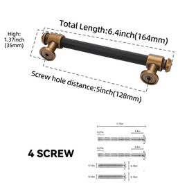 BUKOBYHE 10 Pack 5 Inch Black and Antique Brass Kitchen Cabinet Handles Knurled Cabinet Pulls Black Drawer Pulls Cabinet Hardware