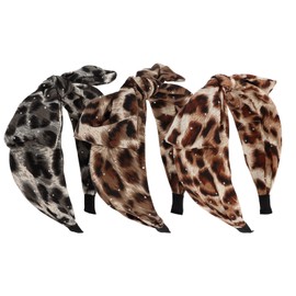 Norbiariz 3 Pack Leopard Pattern Bow Headbands Hair Accessories Headbands for Women Headband Girls Fashion Head Bands for Women's Hair