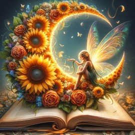 Fairy Diamond Art Kits for Adults, Book Diamond Painting Kits for Adults, Peinture Diamant Full Round Square Diamond Art Painting Wall Art Decor 14x14 inch