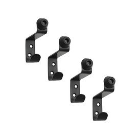 GEFONG Door Stop Stainless Steel with Coat Hooks Depth 76mm Door Hooks Wall Door Buffer Rubber Buffer for Wall Mounted Wooden Room Doors Wall Protectors Door Buffer Black Pack of 4
