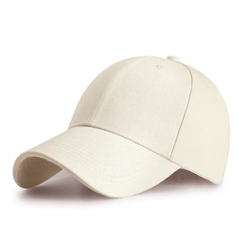 HGDGears Plain Baseball Cap Snapback for Men - Classic 6 Panel Adjustable Sport Casual Sun Visor Hat (Cream)