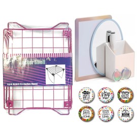 Charmed By Dragons Magnetic Locker Accessories Locker Kit 12 inch Tall Shelf, Mirror, Pencil Cup, White Board with 6 Inspirational Magnets 13 Piece Lucent Dreams Bundle (Pink Shelf Kit)