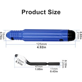 RODISHOMM Deburring Tool Kit with 10 HSS Blades, Anti-Slip Handle, Multi-Material Burr Remover for Metal, Plastic, Wood, Aluminum, Copper, Steel – Ideal for DIY & Workshop Use（Blue)）