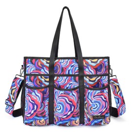 CLOUDMUSIC Large Tote Bag For Women Travel Nurse Teacher Work Waterpoof With Zipper Utility Everything Bags(Coloful Pattern)