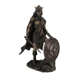 Veronese Design Viking Shieldmaiden Bronze Finished Statue Norse Mythology
