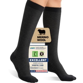 Iambamboo Merino Wool Compression Socks for Women Men, 15-20 mmHg Graduated, Soft & Breathable for Nurses, Running Athletic, Travel, Pregnancy L/XL (Dark Gray)