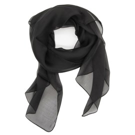 Instyle Japan 100% Silk Scarf, Small, Size S, 37.4 x 25.6 inches (95 x 65 cm), Bandanna, Bag, Neckerchief, Pocket Square, Bottom of Neck, Warm, Available in 24 Colors - blk