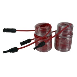 TEMCo 50ft 10 AWG Red Solar Panel Extension Cable with M-F Solar Connector Ends Qty:2