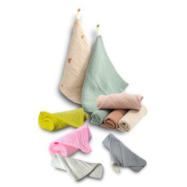 Edges42 Gauze Handkerchief, Baby Gauze Towel, Bathing Gauze, Mouth Wiping Towel, Nursery, Set of 10 (23 cm)