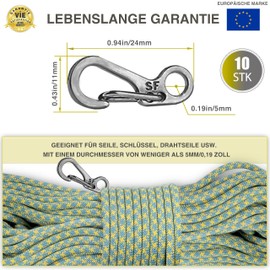 CZ Store® - Mini Carabiner | Pack of 10 Heavy Duty 15kg Capacity - Zinc Alloy Carabiner Hook for Camping, Hiking, Outdoor, Survival (1)