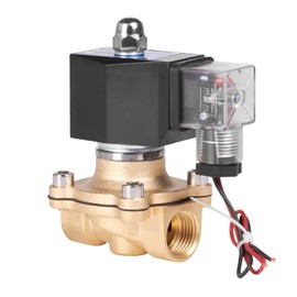 JAOGAUS Solenoid Valve, 1/2 Inch G 220 V AC Normally Closed Electric Solenoid Valve Made of Brass with Indicator Light, Powerless Closed Thicken Brass Solenoid Valve for Water Air Gas Oil