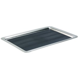 Service Ideas TRRT2014SR Tray with Top and Bottom Built in Non-Slip Rubber Inserts, 19.75" x 13.75" Rectangle, Dishwasher Safe, Stainless Steel