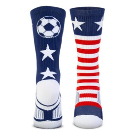 ChalkTalkSPORTS Soccer Performance Crew Socks - USA - Red White & Blue - Soccer Mid-Calf Socks - Youth