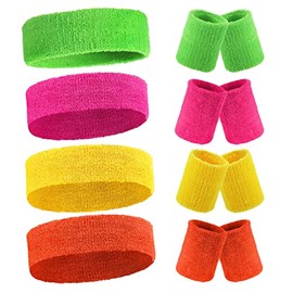 Wristbands Sweatband 12 Sets Workout Headband Absorbent Sports Nonslip Stretchy Sweatband, Wrist Sweatband Wicking Wrist Sweatband Terry Cloth Wristband for Fitness Athletic Sports (Bright)