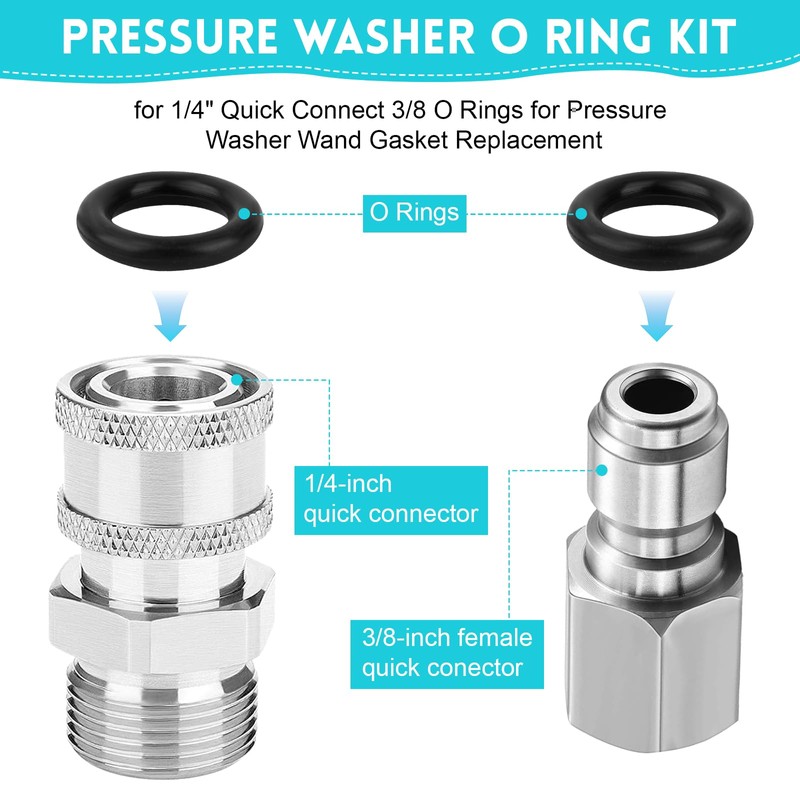 10 Pack Pressure Washer O Rings for 1/4" Quick Connect