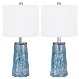 TPAMSWO Modern Coastal Table Lamps 23” High Blue Silver Hand-Applied Mercury Tapered Column Glass Bedside Lamps, for Bedroom Living Room Home Nightstand Table Lamp (Pattern May Vary Slightly)
