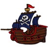 Pirate Ship Skull Patch for Iron-On or Sew On Clothes