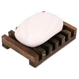 Anwenk Wooden Soap Dish Soap Saver Holder Soap Tray for Bathroom Shower Rectangular Sink Drainer Hand Craft for Soap,Sponges and More (1Pack)