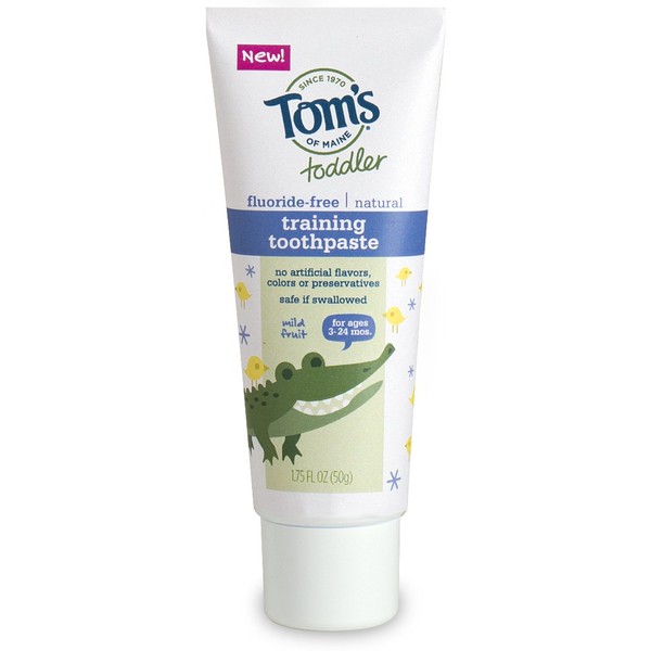 Tom's of Maine 683435 Natural Toddler Training Toothpaste, Fluoride-Free, Mild Fruit, 1.75 Ounce, 24 Count