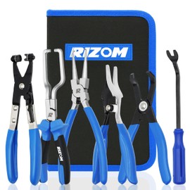 Rizom 6-Piece Fuel Line Pliers Set, Hose Clamp Pliers, Hose Removal Pliers, 30 Degree Disconnect Tool, 9 Inch Fuel Filter Caliper Set for Auto Maintenance
