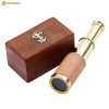 Mythrojan Nautical Brass Mini Telescope with Wooden Box Spyglass Pocket