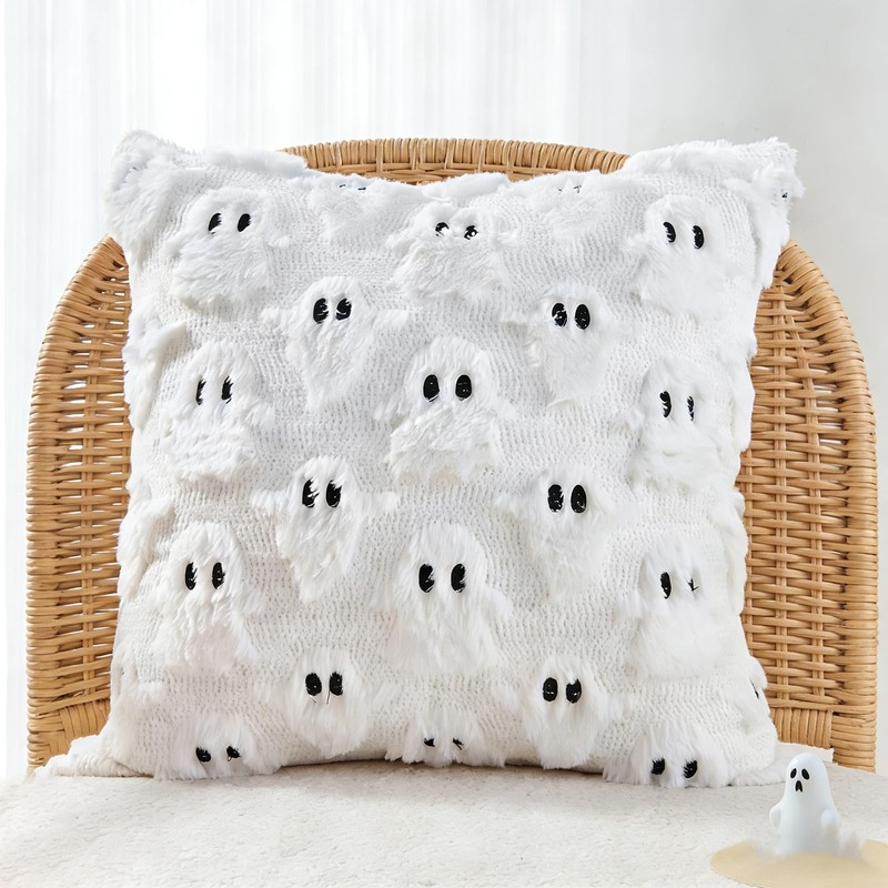 GDEMXOAN White Ghost Pillow Covers Set of 2 – Spooky