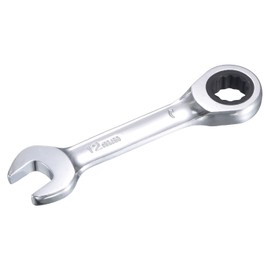 uxcell 12mm Stubby Ratcheting Combination Wrench Metric 72 Teeth 12 Point Box Ended Tools, CR-V
