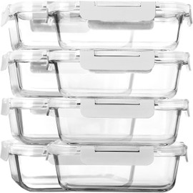 [8-Pack,30 oz]Glass Meal Prep Containers,MCIRCO Glass Food Storage Containers,Airtight lunch Containers with Lids, Microwave, Oven, Freezer and Dishwasher, White