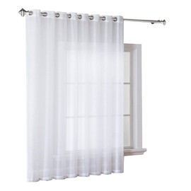 Warm Home Designs 1 Extra-Wide Bright White Sheer Patio Curtain Panel 102 x 96 Inch Long with Grommets. Designed as Patio Door, Sliding Glass Door, or Room Divider Drape - K Patio White 96"