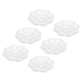YOKIVE 6 Pcs Flower Palette, Pigment Tray 10 Well Plastic Paint Pallets, Color Mixing Tray, Great for Watercolor, Oil Paint, Artwork (White, 3.3-Inch)