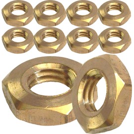 M6 Solid Brass Half Nuts DIN 439 (Pack of 10)