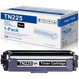1 Pack TN225 High Yield Toner Cartridge Replacement for Brother TN-225 TN-225BK Black Toner for HL-3170CDW HL-3140CW MFC-9340CDW MFC-9140CDN MFC-9330CDW Printer Toner, TN225BK