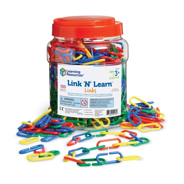 Learning Resources Link 'N' Learn Links - 500 Pieces, Ages 3+, Preschool Learning Supplies, Toddler Learning Toys, Back to School Supplies,Teacher Supplies