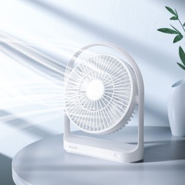JISULIFE Desk Fan, Small Portable Battery Operated Desktop and 4000mAh USB Rechargeable Electric Table Fan with 4 Speeds, Max 15 Hrs, Strong Airflow, Ultra Quiet for Office/Room/Travel-White | JISULIFE