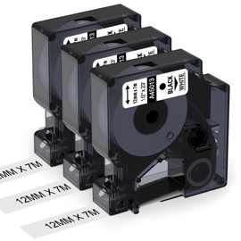 Aken Compatible with Dymo D1 Label Tape 12mm x 7m 45013 Compatible with Dymo LabelManager 160 LM280 LM210D LM360D LM420P, s0720530 Black on White, Pack of 3