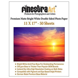 11" X 17" Premium Matte Bright White Inkjet Double Sided Photo Paper - 50 Sheets